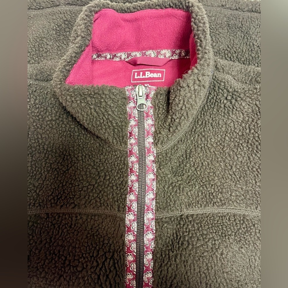 L.L. Bean Brown Fleece Vest with Pink Accents - Picture 5 of 6